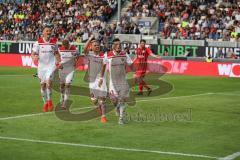 2. Bundesliga - Fußball - Darío Lezcano (11, FCI)  wird gefoult - Elfmeter - Torwart Markus Kolke (1 SVW)  - Jubel - Thomas Pledl (30, FCI)  - 0:2 Führungstreffer - SV Wehen Wiesbaden - FC Ingolstadt 04 -