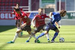 2. Bundesliga - Fußball - FC Ingolstadt 04 - Saisoneröffnung - Testspiel gegen Bayerische Regionalauswahl BFV, Stefan Kutschke (20, FCI) Patrick Sussek (37, FCI)