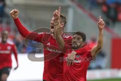 2. BL - Saison 2018/2019 - FC Ingolstadt 04 - DSC Arminia Bielefeld - Der 1:0 Führungstreffer durch Almog Cohen (#8 FCI) - Stefan Kutschke (#20 FCI) - Jubel - Foto: Meyer Jürgen