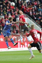 2. Bundesliga - FC Ingolstadt 04 - SV Darmstadt 98 - mitte Stefan Kutschke (20, FCI) Kopfballduell, Hertner, Sebastian (Darmstadt 2)