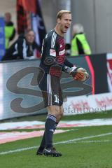 2. BL - Saison 2018/2019 - FC Ingolstadt 04 - SC Paderborn 07 - Marco Knaller Torwart (#16 FCI) schreit seine Abwehr an  - Foto: Meyer Jürgen