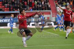 2. Bundesliga - FC Ingolstadt 04 - SV Darmstadt 98 - Darío Lezcano (11, FCI) köpft zium 2:0 Tor Jubel, Mergim Mavraj (15, FCI)