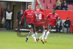 Regionalliga Bayern - Saison 2018/2019 - FC Ingolstadt 04 II - Hamburger SV - Fatih Kaya (#36 FCI) schiesst den 1:2 Anschlusstreffer - jubel - Sonny Kittel (#10 FCI) - Frederic Ananou (#2 FCI) -  Foto: Meyer Jürgen