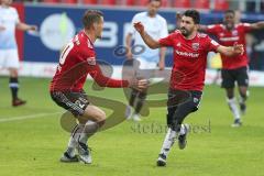 2. BL - Saison 2018/2019 - FC Ingolstadt 04 - DSC Arminia Bielefeld - Der 1:0 Führungstreffer durch Almog Cohen (#8 FCI) - Stefan Kutschke (#20 FCI) - Jubel - Foto: Meyer Jürgen