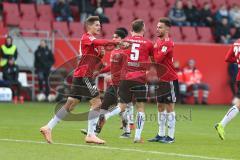 Regionalliga Bayern - Saison 2018/2019 - FC Ingolstadt 04 II - Hamburger SV - Fatih Kaya (#36 FCI) schiesst den 1:2 Anschlusstreffer - jubel - Benedikt Gimber (#5 FCI) - Thorsten Röcher (#29 FCI) -  Foto: Meyer Jürgen