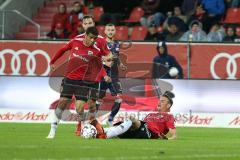 2. Bundesliga - FC Ingolstadt 04 - 1. FC Union Berlin - von links Benedikt Gimber (5, FCI) Paulo Otavio (6, FCI) Stefan Kutschke (20, FCI)