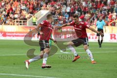 2. Bundesliga, 2. Spieltag, Fußball, FC Ingolstadt 04 - SpVgg Greuther Fürth, Tor Ausgleich für FCI 1:1 durch Thorsten Röcher (29 FCI) Jubel mit Stefan Kutschke (20, FCI)