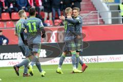 2. Bundesliga - FC Ingolstadt 04 - SSV Jahn Regensburg - Tor Ausgleich Sonny Kittel (10, FCI) Jubel mit Konstantin Kerschbaumer (7, FCI) Robert Leipertz (13, FCI) Darío Lezcano (11, FCI)