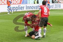 2. BL - Saison 2018/2019 - FC Ingolstadt 04 - Darmstadt 98 - Paulo Otavio (#6 FCI) bereitet das Tor vor zum 3:0 Führungstreffer durch Stefan Kutschke (#20 FCI) - jubel  - Foto: Meyer Jürgen