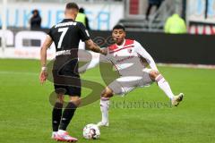 2. BL - Saison 2018/2019 - FC Ingolstadt 04 - MSV Duisburg - Paulo Otavio (#6 FCI) - Andreas Wiegel (#7 Duisburg) - Foto: Meyer Jürgen