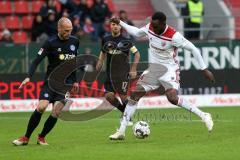 2. Bundesliga - FC Ingolstadt 04 - MSV Duisburg - Osayamen Osawe (14, FCI) Gerrit Nauber (6 Duisburg) Kevin Wolze (17 Duisburg)