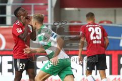 2. Bundesliga, 2. Spieltag, Fußball, FC Ingolstadt 04 - SpVgg Greuther Fürth, Chance verpasst, Agyemang Diawusie (27, FCI) ärgert sich