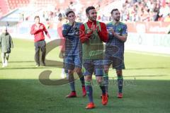 2. Bundesliga - FC Ingolstadt 04 - VfL Bochum - Sieg für Ingolstadt, Jubel mit den Fans, danke Fankurve Ehrenrunde, Konstantin Kerschbaumer (7, FCI) Fatih Kaya (36, FCI) Benedikt Gimber (5, FCI)