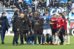 2. Bundesliga - FC Ingolstadt 04 - Hamburger SV - Spiel ist aus 1:2, Streit unter Spielern, Bates, David (5 HSV) Konstantin Kerschbaumer (7, FCI) Thorsten Röcher (29 FCI)