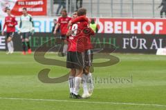 2. BL - Saison 2018/2019 - FC Ingolstadt 04 - Darmstadt 98 - Die Spieler nach dem Schlusspfiff - jubel -  Marcel Gaus (#19 FCI) - Paulo Otavio (#6 FCI) - Foto: Meyer Jürgen