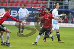 2. BL - Saison 2018/2019 - FC Ingolstadt 04 - DSC Arminia Bielefeld - Der 1:0 Führungstreffer durch Almog Cohen (#8 FCI) - Stefan Kutschke (#20 FCI) - Jubel - Foto: Meyer Jürgen