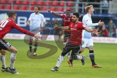 2. BL - Saison 2018/2019 - FC Ingolstadt 04 - DSC Arminia Bielefeld - Der 1:0 Führungstreffer durch Almog Cohen (#8 FCI) - Stefan Kutschke (#20 FCI) - Jubel - Foto: Meyer Jürgen