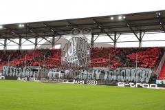 2. Bundesliga - FC Ingolstadt 04 - SSV Jahn Regensburg - Fans Kurve Jubel Fahnen Choreografie schwarz rot Schanzer