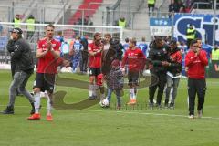 2. BL - Saison 2018/2019 - FC Ingolstadt 04 - Darmstadt 98 - Die Spieler nach dem Schlusspfiff - jubel -  Foto: Meyer Jürgen