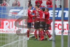 2. BL - Saison 2018/2019 - FC Ingolstadt 04 - Holstein Kiel - Der 1:0 Treffer durch Dario Lezcano (#11 FCI) - jubel - Stefan Kutschke (#20 FCI) - Foto: Meyer Jürgen