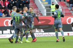 2. Bundesliga - FC Ingolstadt 04 - SSV Jahn Regensburg - Tor Ausgleich Sonny Kittel (10, FCI) Jubel mit Konstantin Kerschbaumer (7, FCI) Robert Leipertz (13, FCI) Darío Lezcano (11, FCI) Paulo Otavio (6, FCI)