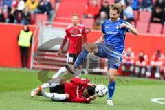 2. BL - Saison 2018/2019 - FC Ingolstadt 04 - Darmstadt 98 - Dario Lezcano (#11 FCI) wird gefoult - Höhn, Immanuel (Darmstadt 21)  - Foto: Meyer Jürgen