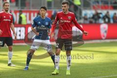 Regionalliga Bayern - Saison 2018/2019 - FC Ingolstadt 04 II - Hamburger SV - Pintidis Georgios (#22 FCI) - Hwang Hee Chan (#20 Hamburg) - Foto: Meyer Jürgen