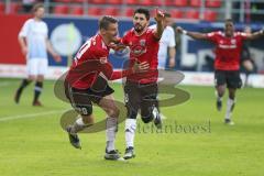 2. BL - Saison 2018/2019 - FC Ingolstadt 04 - DSC Arminia Bielefeld - Der 1:0 Führungstreffer durch Almog Cohen (#8 FCI) - Stefan Kutschke (#20 FCI) - Jubel - Foto: Meyer Jürgen