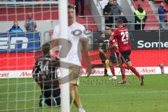 2. Bundesliga - Fußball - FC Ingolstadt 04 - FC Erzgebirge Aue - Tor Thorsten Röcher (29 FCI) Jubel, Torwart Haas Daniel (Aue 34) Nicolai Rapp (Aue 18)