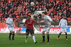 2. Bundesliga - FC Ingolstadt 04 - DSC Arminia Bielefeld - am Ball vorbei gesprungen Darío Lezcano (11, FCI), rechts Brian Behrendt (3 Bielefeld)