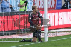 2. BL - Saison 2018/2019 - FC Ingolstadt 04 - SC Paderborn 07 - Marco Knaller Torwart (#16 FCI) kommt nicht an den Ball - Führungstreffer zum 0:1 per Freistoss jubel  - Foto: Meyer Jürgen