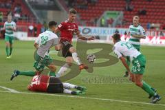 2. BL - Saison 2018/2019 - FC Ingolstadt 04 - Stefan Kutschke (#20 FCI) - Robert Leipertz (#13 FCI) verletzt am Boden - Foto: Meyer Jürgen