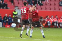 Regionalliga Bayern - Saison 2018/2019 - FC Ingolstadt 04 II - Hamburger SV - Fatih Kaya (#36 FCI) schiesst den 1:2 Anschlusstreffer - jubel - Kotzke Jonathan (#25 FCI) klatsche ab -  Foto: Meyer Jürgen