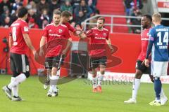 Regionalliga Bayern - Saison 2018/2019 - FC Ingolstadt 04 II - Hamburger SV - FBenedikt Gimber (#5 FCI) - Stefan Kutschke (#20 FCI) klatschen ab - Foto: Meyer Jürgen