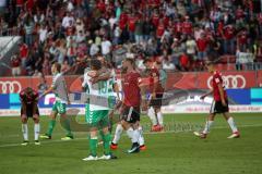 2. Bundesliga, 2. Spieltag, Fußball, FC Ingolstadt 04 - SpVgg Greuther Fürth, Spiel ist aus 1:1, glückliche Fürther, hängende Köpfe Ingolstadt