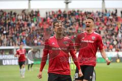 2. Bundesliga - Relegation - FC Ingolstadt 04 - SV Wehen Wiesbaden 2:3 - Tor Jubel Konstantin Kerschbaumer (7, FCI) 1:1 Ausgleich, mit Stefan Kutschke (20, FCI)