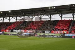 2. Bundesliga - Fußball - FC Ingolstadt 04 - SV Wehen Wiesbaden - Fankurve - Choreo - Banner Fahnen