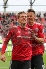 2. Bundesliga - Fußball - FC Ingolstadt 04 - SV Wehen Wiesbaden - Der 1:1 Ausgleichstreffer durch Konstantin Kerschbaumer (7, FCI) - jubel - Stefan Kutschke (20, FCI)  -