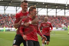 2. Bundesliga - Relegation - FC Ingolstadt 04 - SV Wehen Wiesbaden 2:3 - Tor Jubel Konstantin Kerschbaumer (7, FCI) 1:1 Ausgleich, mit Stefan Kutschke (20, FCI) Marcel Gaus (19, FCI)