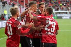 2. Bundesliga - Fußball - FC Ingolstadt 04 - SV Wehen Wiesbaden - Der 1:1 Ausgleichstreffer durch Konstantin Kerschbaumer (7, FCI) - jubel - Stefan Kutschke (20, FCI)  -