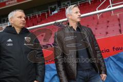 2. Bundesliga - Fußball - FC Ingolstadt 04 - Vorstellung neuer Trainer, Jens Keller, Cheftrainer Jens Keller (FCI) im Stadion Begehung mit Geschäftsführer Harald Gärtner (FCI)