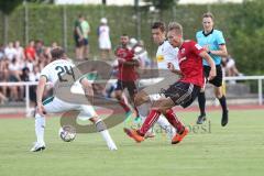 2. Bundesliga - Fußball - Testspiel - FC Ingolstadt 04 - Borussia Mönchengladbach - rechts Tobias Schröck (21, FCI) links Tony Jantschke (Gladbach 24)