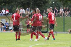 2. Bundesliga - Fußball - FC Ingolstadt 04 - Testspiel - FC Wacker Innsbruck - links Darío Lezcano (11, FCI) lupft den Ball hoch ins Tor 1:0 Jubel mit Sonny Kittel (10, FCI) Konstantin Kerschbaumer (7, FCI) Robert Leipertz (13, FCI)