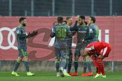 2. Bundesliga - Testspiel - FC Ingolstadt 04 - Hallescher FC - links Fatih Kaya (36, FCI) trifft zum 2:0 Tor, Jubel mit Sonny Kittel (10, FCI) Marcel Gaus (19, FCI) Thomas Pledl (30, FCI) Christian Träsch (28, FCI)