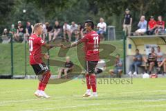 2. Bundesliga - Fußball - FC Ingolstadt 04 - Testspiel - FC Wacker Innsbruck - links Darío Lezcano (11, FCI) lupft den Ball hoch ins Tor 1:0 Jubel mit Sonny Kittel (10, FCI) links