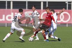 2. Bundesliga - Testspiel - FC Ingolstadt 04 - FC Würzburger Kickers - Kampf um den Ball mitte Thorsten Röcher (29 FCI) links Peter Kurzweg (28 Kickers) und hinten Dennis Mast (16 Kickers)