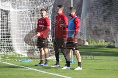 2. Bundesliga - FC Ingolstadt 04 - Winter-Trainingslager Alicante - Fatih Kaya (36, FCI) Stefan Kutschke (20, FCI) und Neuzugang Mergim Mavraj (15, FCI)