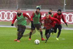 2. Bundesliga - Fußball - FC Ingolstadt 04 - Training - Trainingsauftakt im Sportpark nach Winterpause, Spielszene Zweikampf, Benedikt Gimber (5, FCI) Konstantin Kerschbaumer (7, FCI) Sonny Kittel (10, FCI) Darío Lezcano (11, FCI) Almog Cohen (8, FCI)