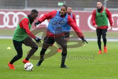 2. Bundesliga - Fußball - FC Ingolstadt 04 - Training - Trainingsauftakt im Sportpark nach Winterpause, Charlison Benschop (35 FCI) und Agyemang Diawusie (27, FCI)