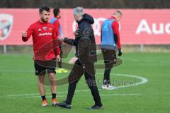 2. Bundesliga - Fußball - FC Ingolstadt 04 - erstes Training mit neuem Trainer, Jens Keller, Cheftrainer Jens Keller (FCI) mit Robin Krauße (23, FCI)